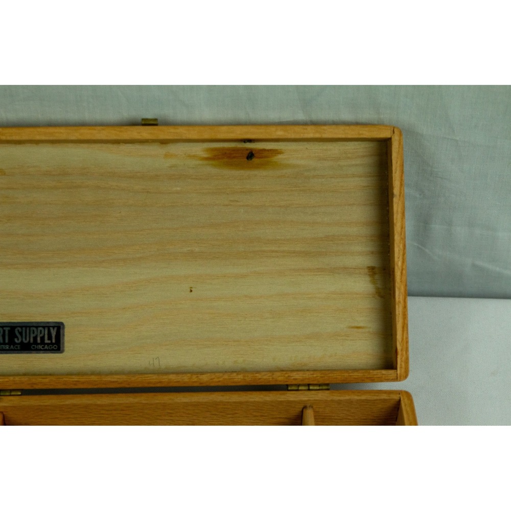 Vintage Duro Art Supply Chicago Wooden Artist Box Divided Storage Case Natural - Picture 4 of 8